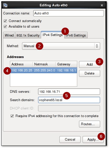 Configuring the network interface