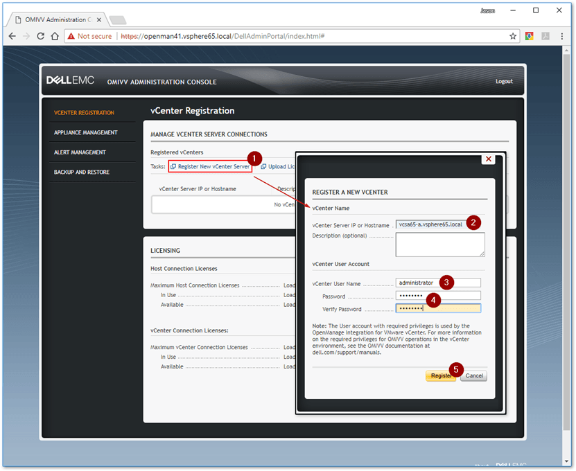 Registering a vCenter Server instance