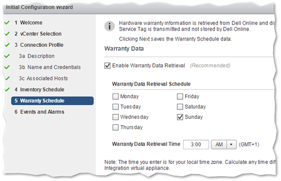 Setting a warranty retrieval schedule