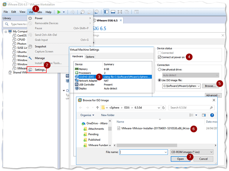 Mounting an ISO image on the VM