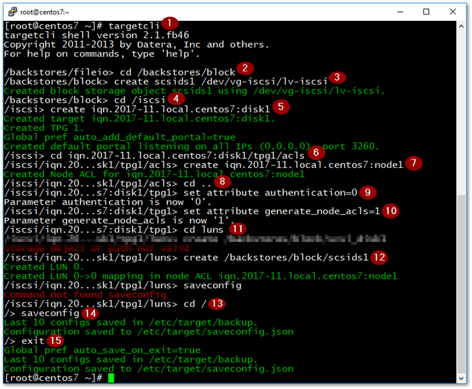 The targetcli utility is a command-line driven tool used to create and configure iSCSI target servers