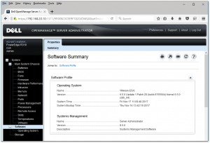 The web-based component of OpenManage Server Administrator seen here managing a Dell R310 server running ESX 6.5 U1