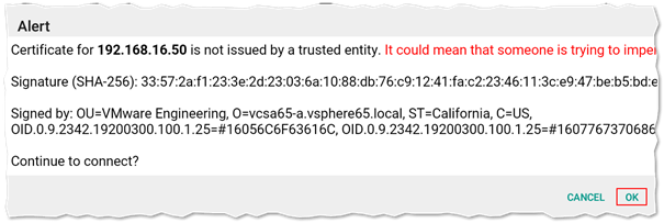 Certificate name mismatch warning