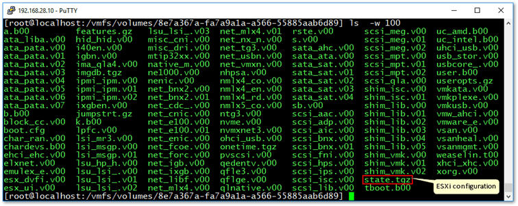 The hypervisor files and configuration as listed under a boot bank paritition