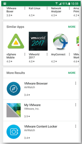 VMware apps on play store