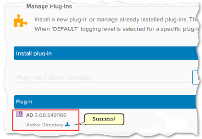 The AD vRO plug-in successfully updated to the latest version