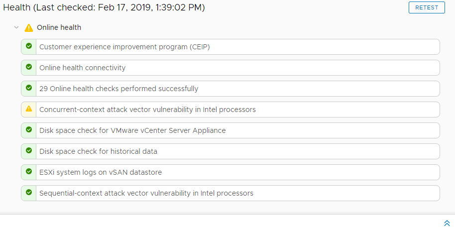 vSphere health check