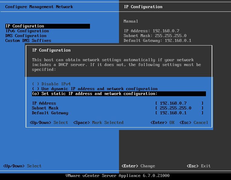 changing vcenter ip address 6 7