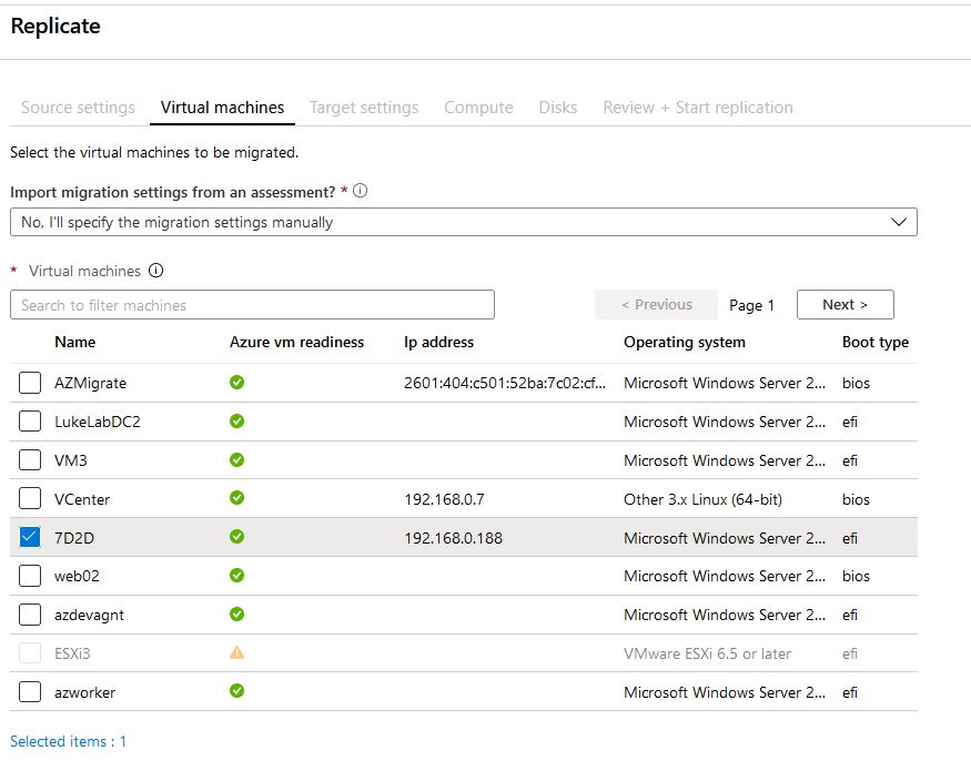 virtual machine azure migrate