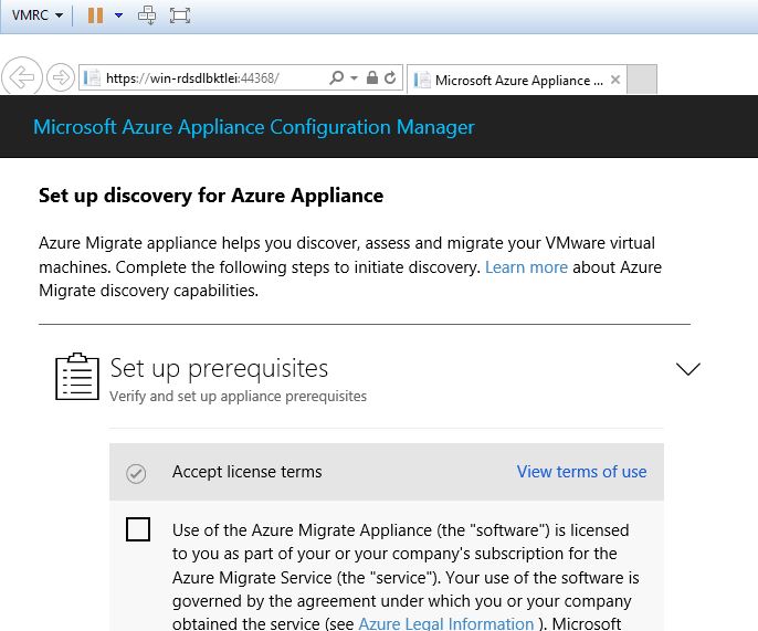 set up discovery for azure apppliance