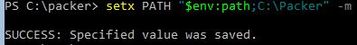packer setx PATH