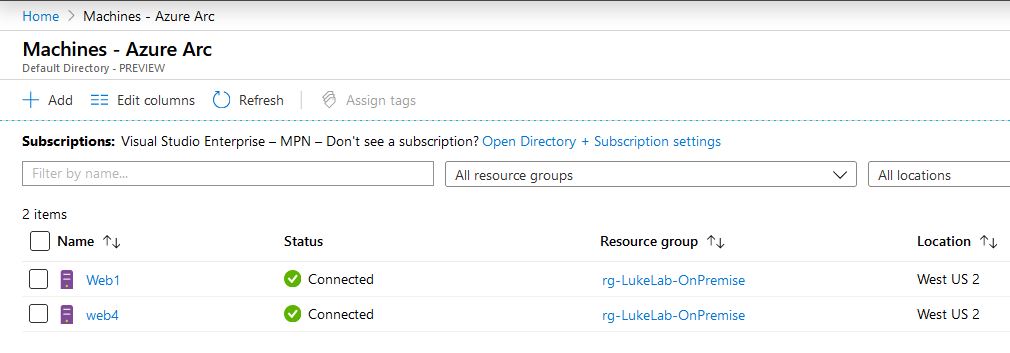 Managing Servers in the Azure Arc Portal