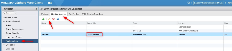 4. Log in vCenter using an SSO admin