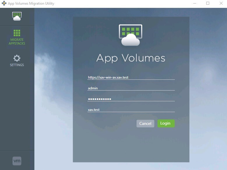 App Volumes Credentials Login