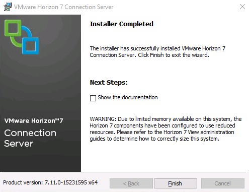 Horizon 7 Installer Completed