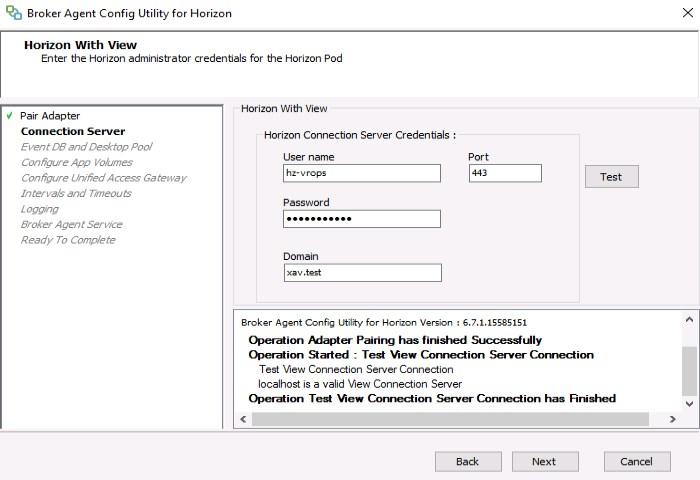 Horizon Connection Server Credentials