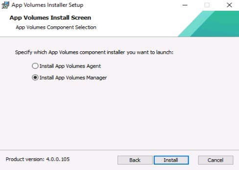 Install App Volumes Manager Wizard
