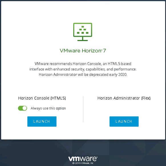 VMware Horizon 7 Console