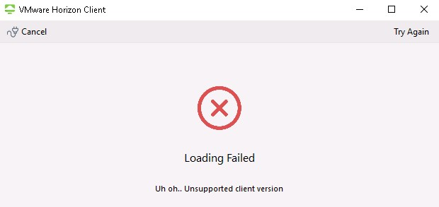 VMware Horizon Client Loading Failed