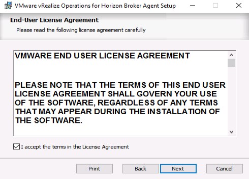 VMware vRealize Operations For Horizon Broker Agent Setup EULA