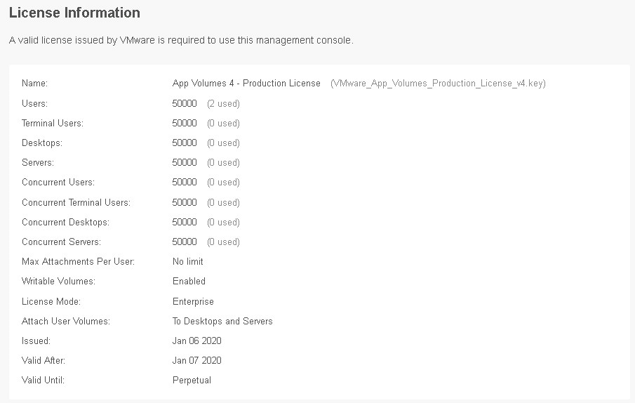 Valid Licence issued by VMware information