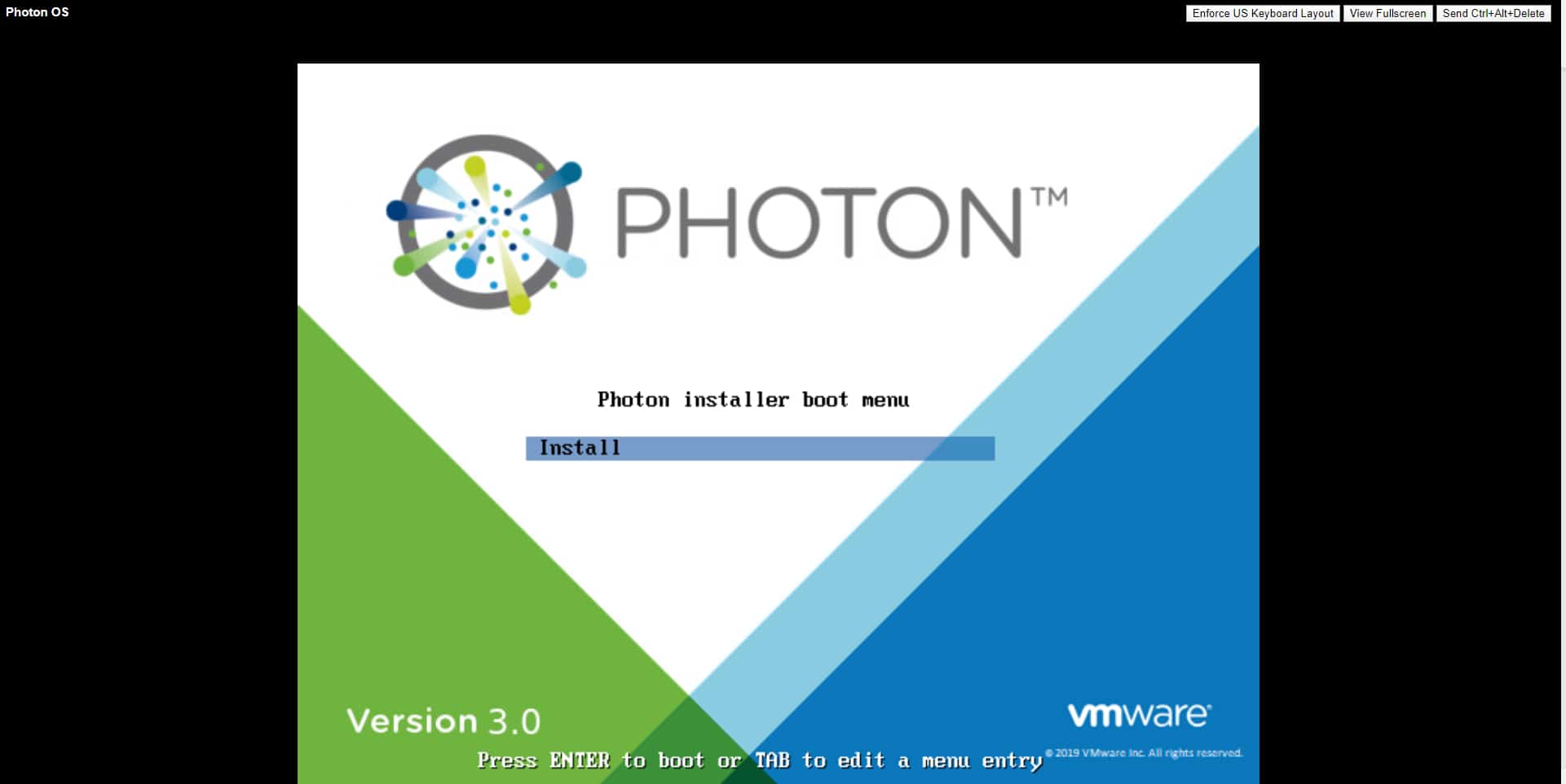 Photon OS installer boot menu
