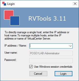 RVTools Login IP Address