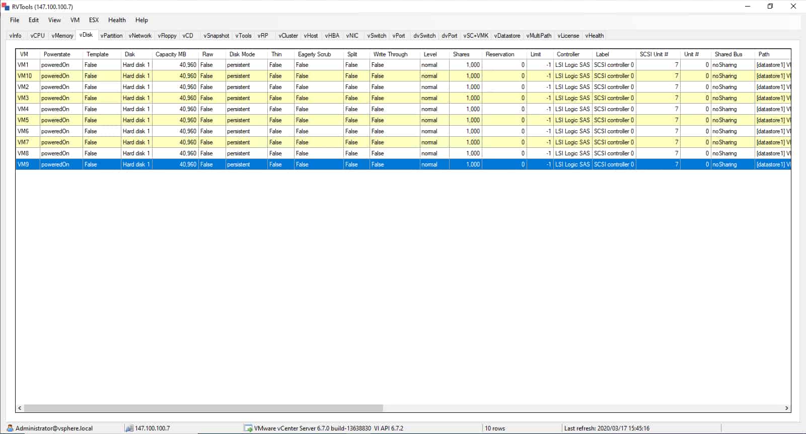 RVtools detailed virtual hard disks information