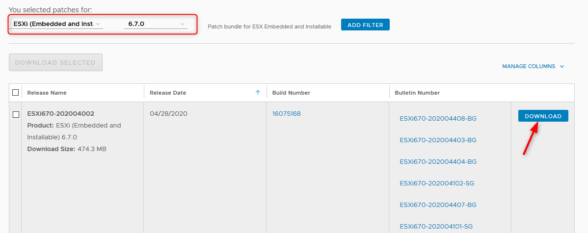 ESXi Patch Download and Installation