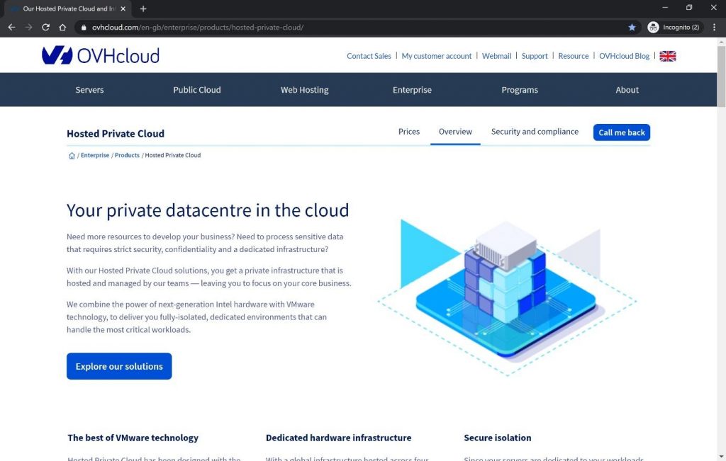 OVH cloud, hosted private cloud