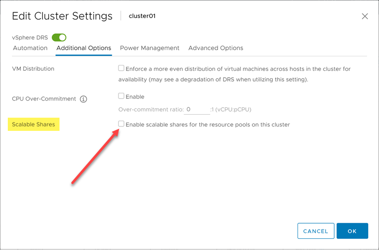  vSphere 7 scalable shares at the cluster-level