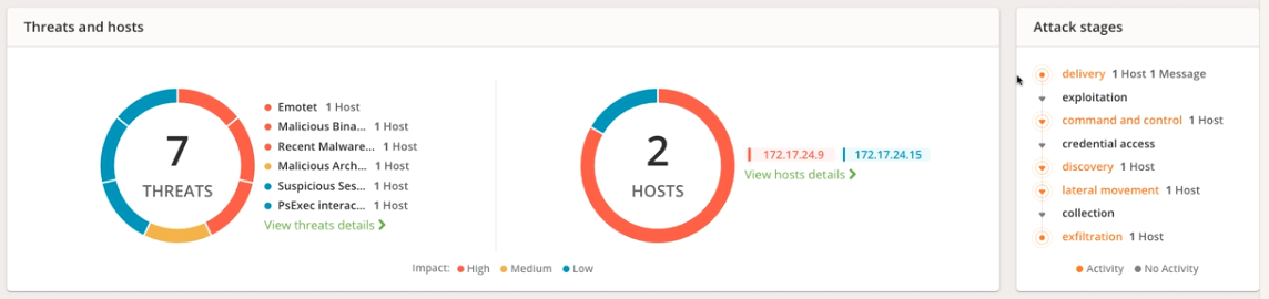 NSX Advanced Threat Protection Threats and hosts