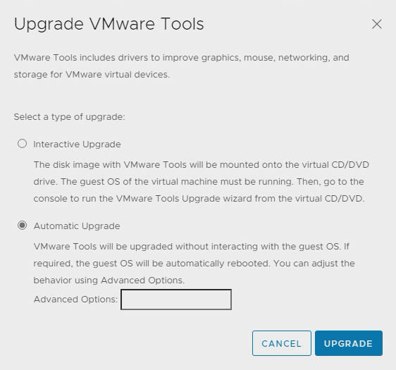 Upgrade Vmware tools