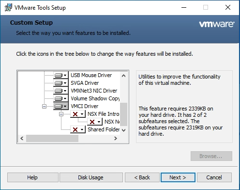 VMware tools Custom Setup