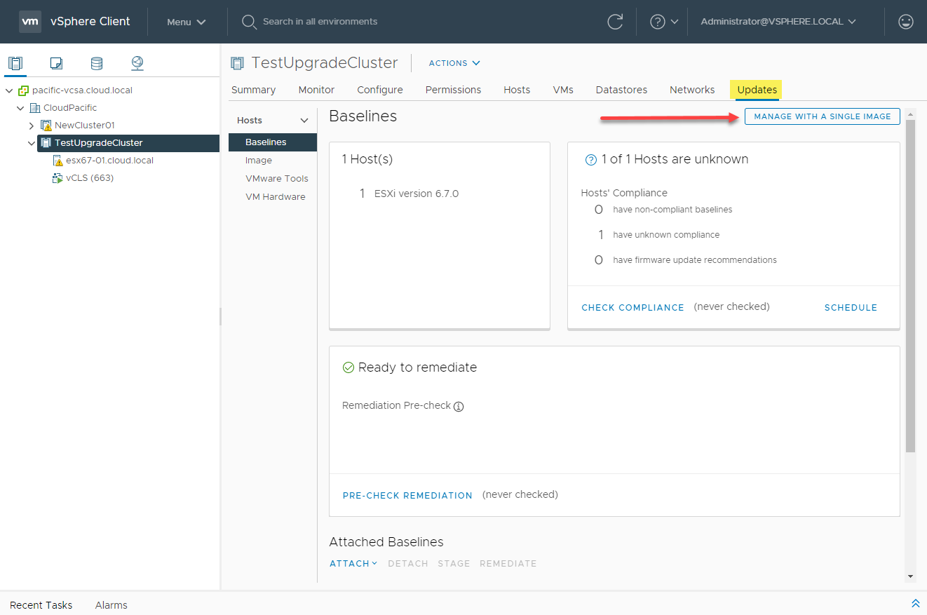 Begin using the vLCM mechanism to update your vSphere cluster