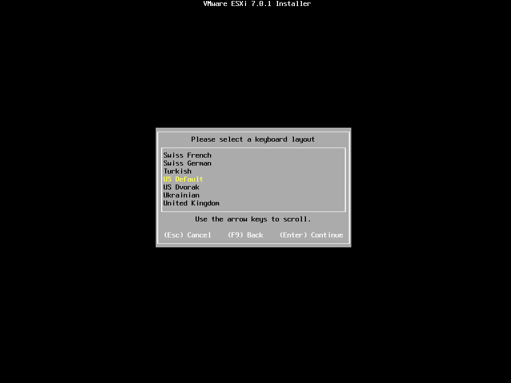 ESXi Language selection
