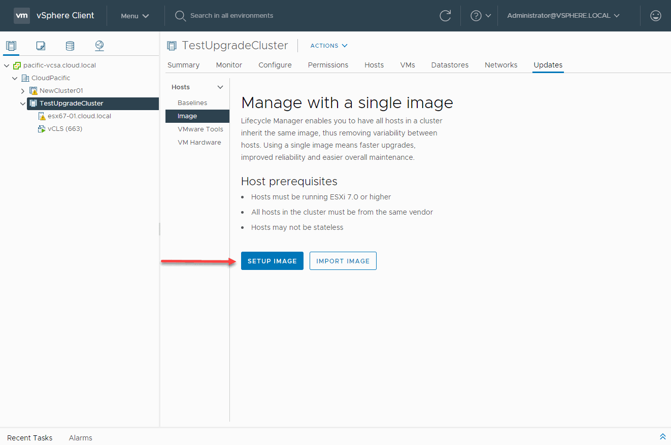 Setup the image to use with vLCM