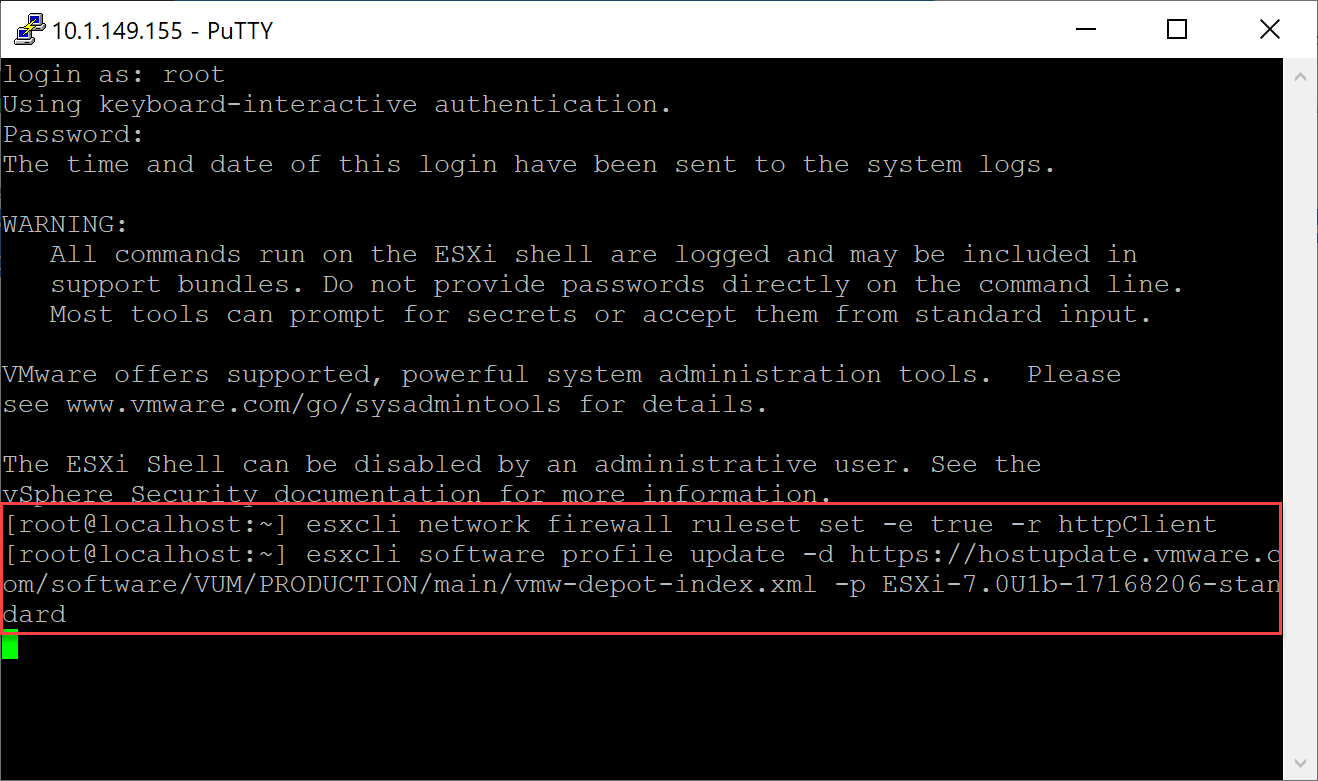 Upgrading to ESXi 7 Update 1 via the command-line interface
