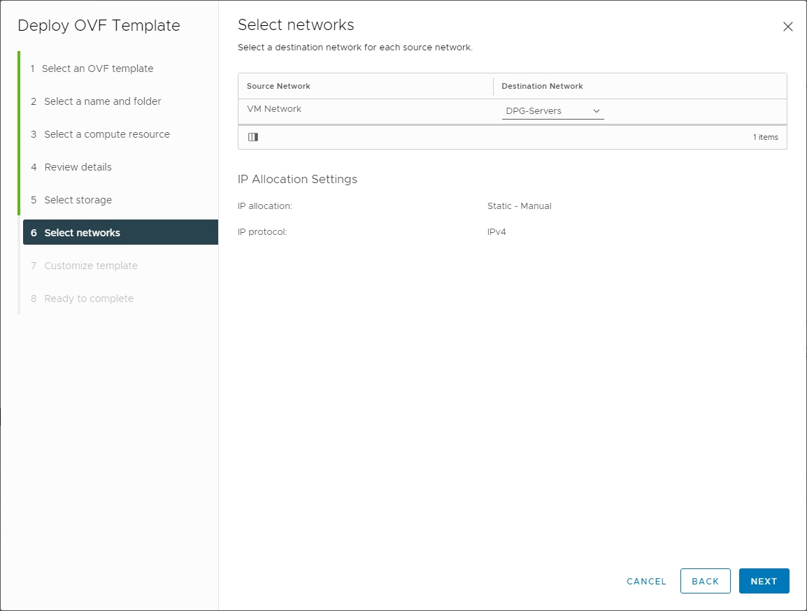 Configuring the virtual networks to connect the Bitfusion Server appliance