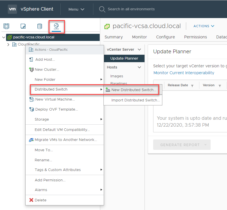 Creating a new vSphere Distributed Switch