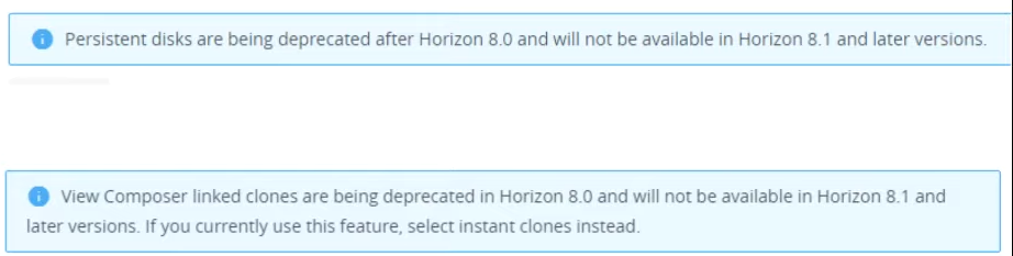 Horizon 8 deprecated persistent disks