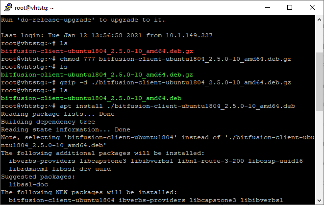 Installing Bitfusion client in Ubuntu