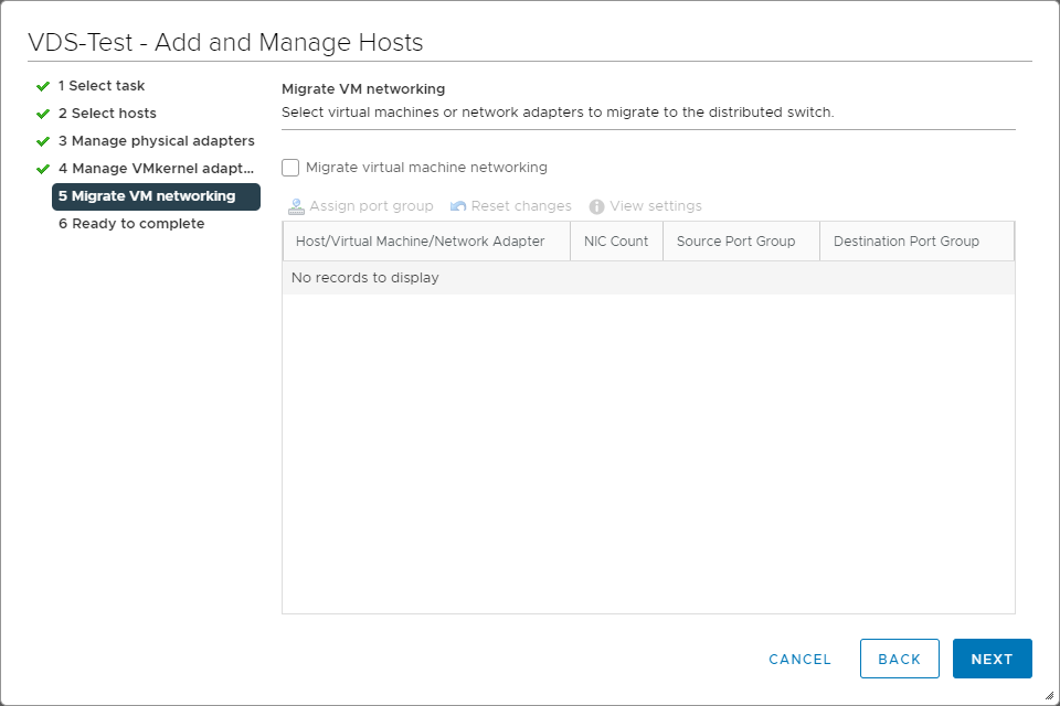 Migrate VM networking