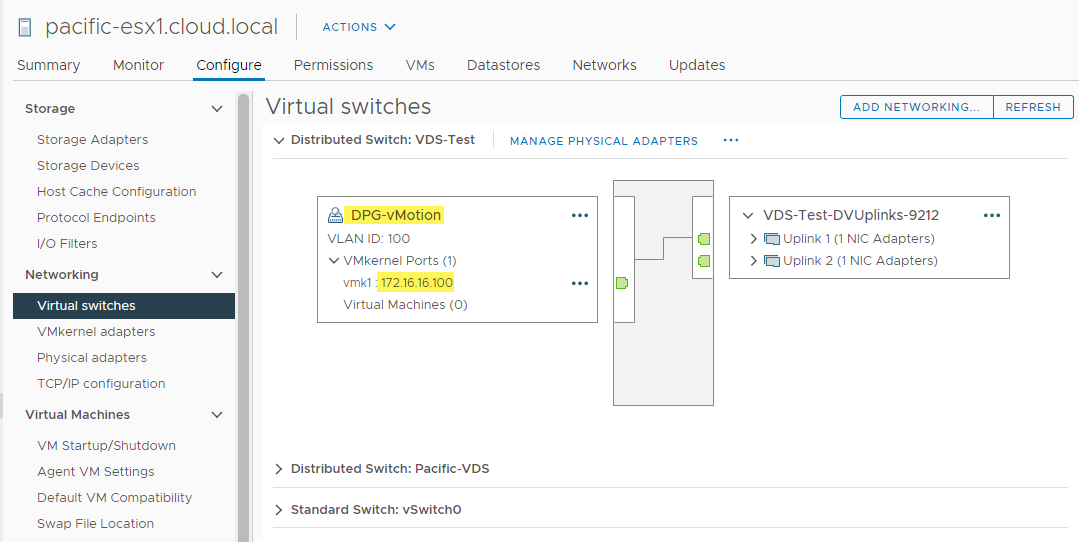 Verifying the VMkernel Network Adapter