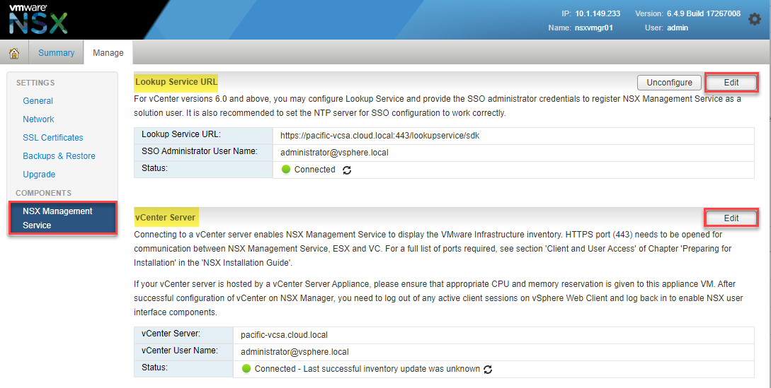 Registering the Lookup Service URL and vCenter Server address