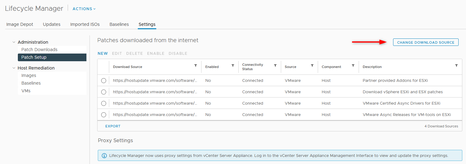 Configuration of vSphere Lifecycle Manager