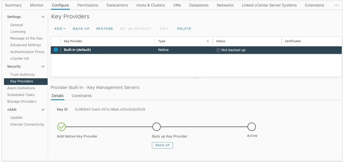 ESXi Host Key Providers