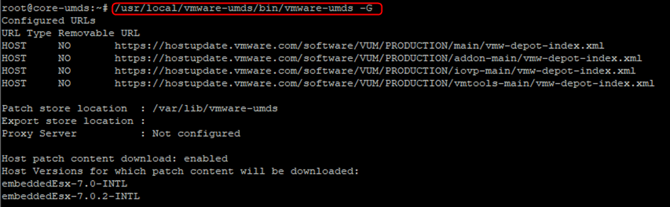 UMDS configuration with the “-G” parameter